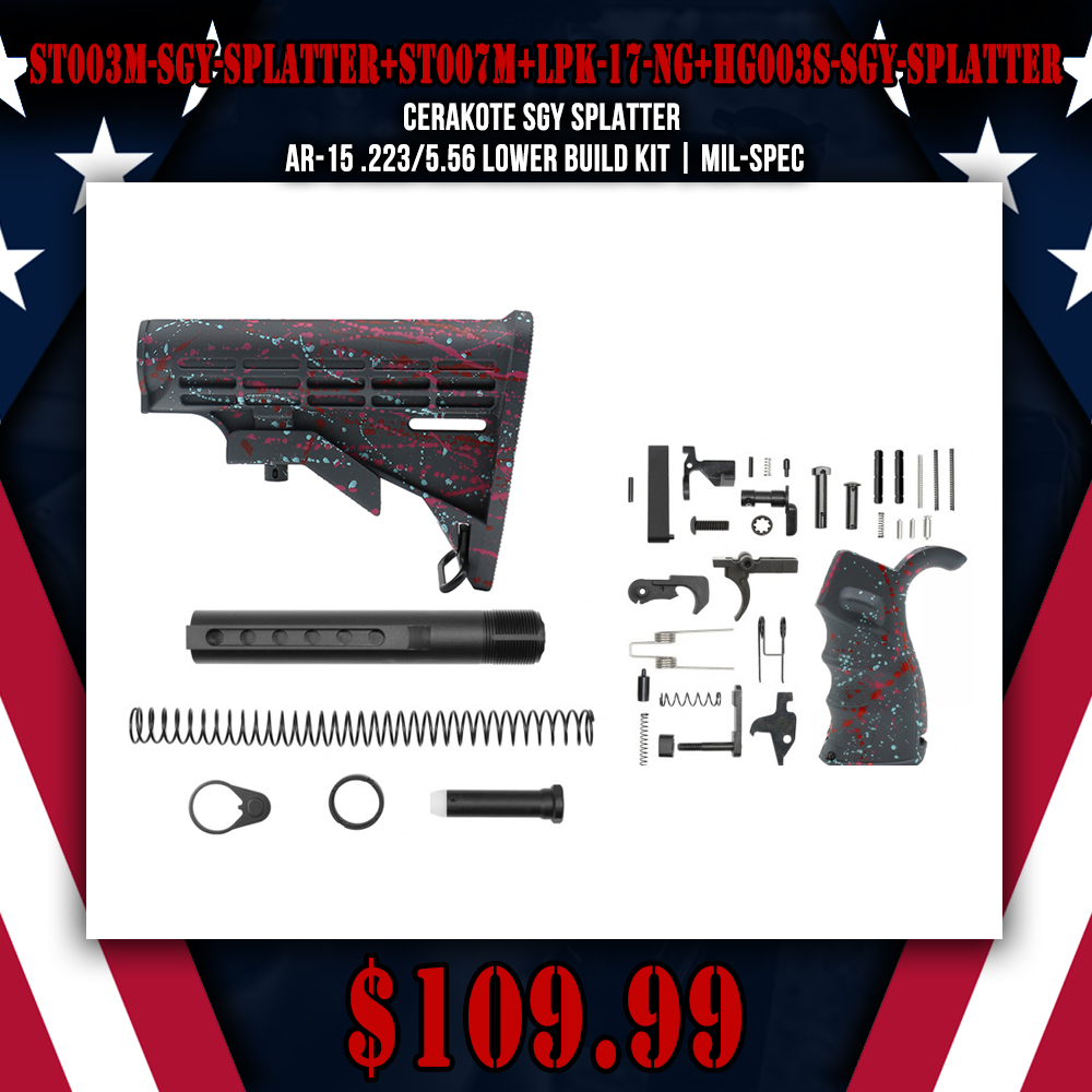 CERAKOTE SGY SPLATTER | AR-15 .223/5.56 Lower Build Kit | Mil-Spec CERAKOTE SGY SPLATTER | AR-15 .223/5.56 Lower Build Kit | Mil-Spec