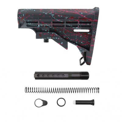 CERAKOTE SPLATTER SGY | AR-15 .223/5.56 Collapsible Carbine Stock-Mil Spec | W/ 6-Position Buffer Tube Kit-Mil-Spec