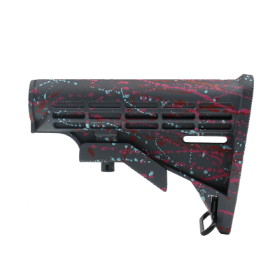 CERAKOTE SPLATTER SGY | AR-15 Collapsible Standard Version Stock Body-Mil Spe - Base SGY - Pattern - RED.PNK.RGB