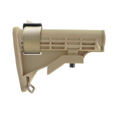 AR-15 Collapsible Standard Version Stock Body-Mil Spec -TAN - Universal Stock Sling Adapter