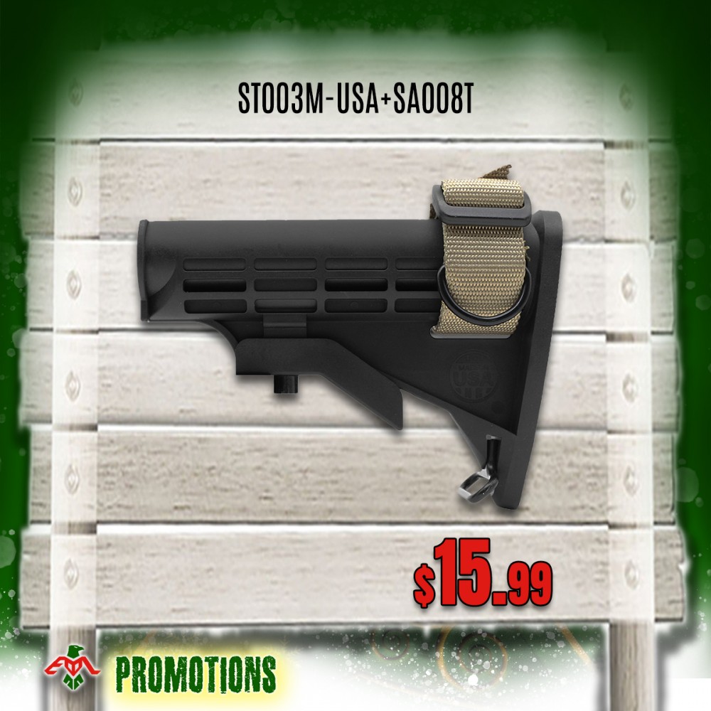 AR-15 Collapsible Standard Version Stock Body-Mil Spec-MADE IN USA - Universal Stock Sling Adapter