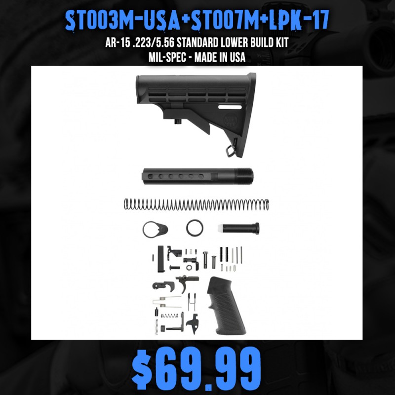 AR-15 .223/5.56 Standard Lower Build Kit | Mil-Spec - Made In USA AR-15 .223/5.56 Standard Lower Build Kit | Mil-Spec - Made In USA