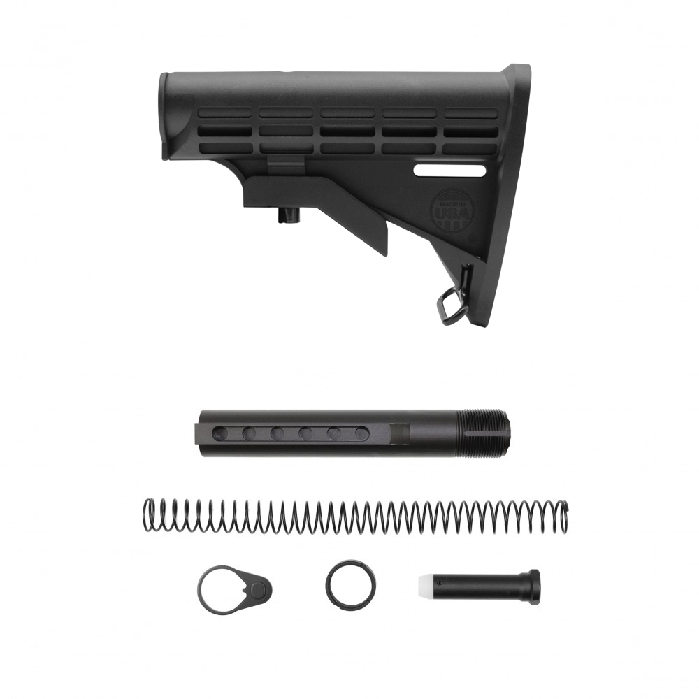 AR-15 COLLAPSIBLE STANDARD VERSION STOCK BODY-MIL SPEC- MADE IN USA | W/ 6-Position Buffer Tube Kit | Mil-Spec
