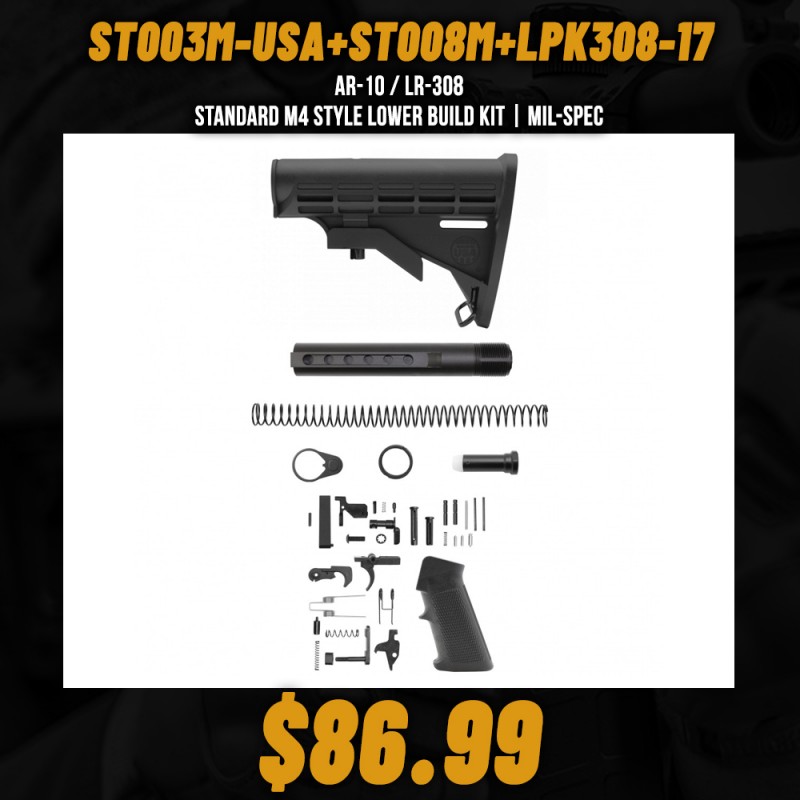 AR-10 / LR-308 Standard M4 Style Lower Build Kit | Mil-Spec AR-10 / LR-308 Standard M4 Style Lower Build Kit | Mil-Spec