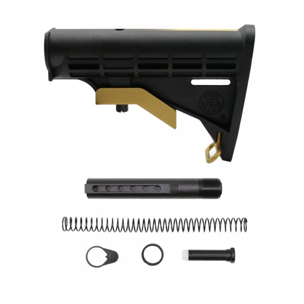 CERAKOTE GRADIENT GLD | AR-15 COLLAPSIBLE STANDARD VERSION STOCK BODY-MIL SPEC - W/ 6-Position Buffer Tube Kit - MADE IN USA