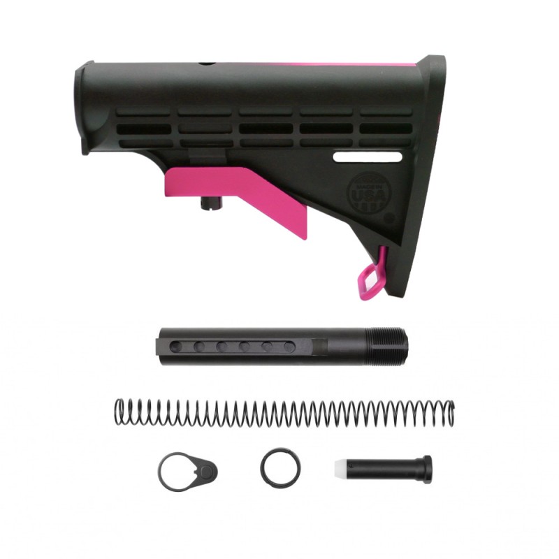 CERAKOTE GRADIENT| AR-15 COLLAPSIBLE STANDARD VERSION STOCK BODY-MIL SPEC- PINK | W/ 6-Position Buffer Tube Kit - MADE IN USA