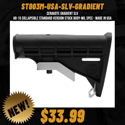 CERAKOTE GRADIENT SLV | AR-15 COLLAPSIBLE STANDARD VERSION STOCK BODY-MIL SPEC  - MADE IN USA