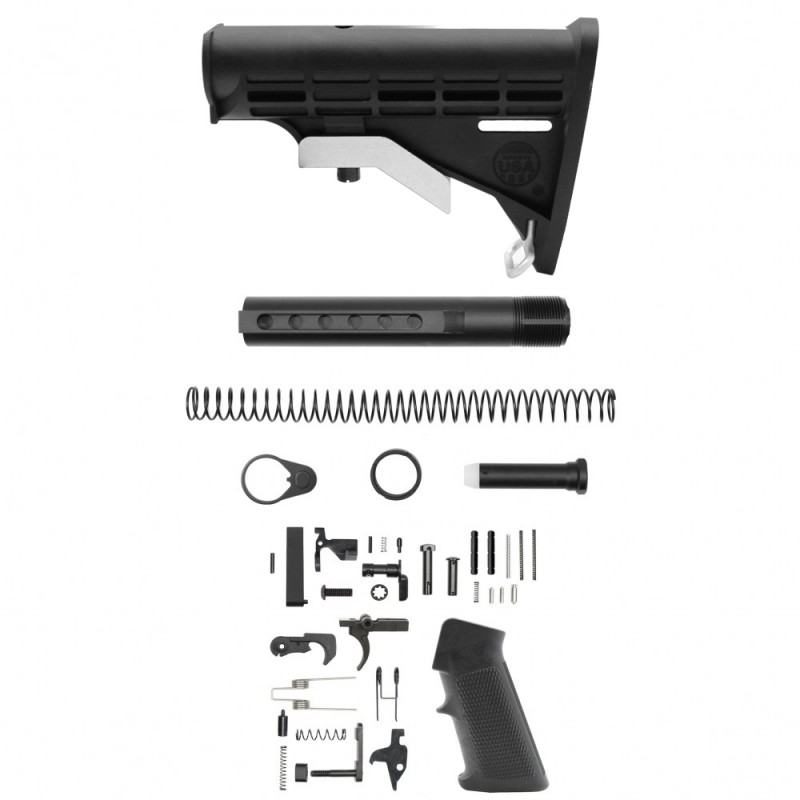 CERAKOTE GRADIENT| AR-15 STANDARD LOWER BUILD KIT W / COLLAPSIBLE STANDARD VERSION STOCK BODY-MIL SPEC - BRIGHT WHITE - MADE IN USA