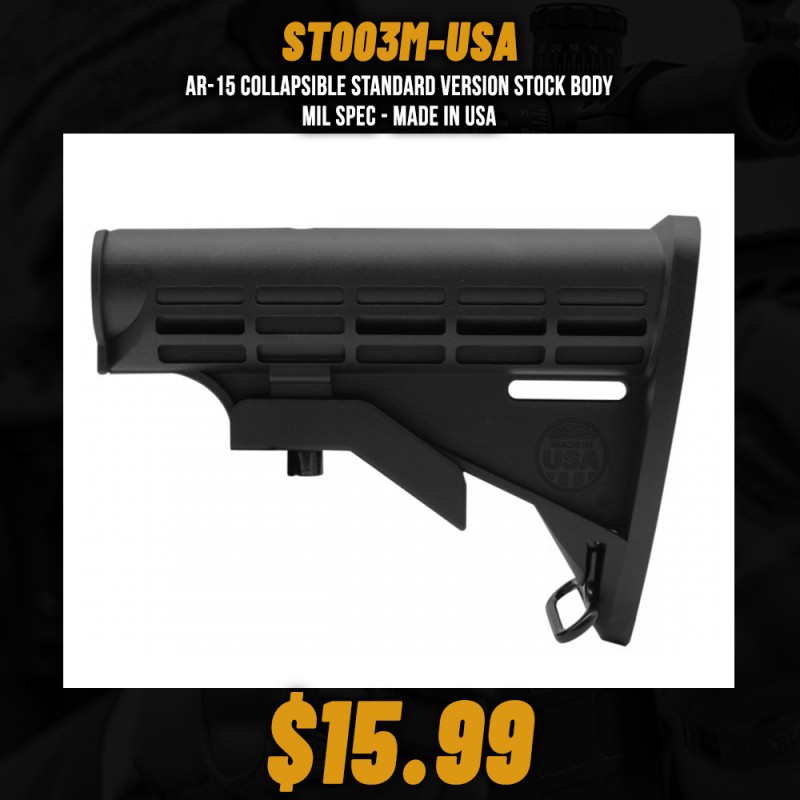 AR-15 Collapsible Standard Version Stock Body-Mil Spec- MADE IN USA AR-15 Collapsible Standard Version Stock Body-Mil Spec- MADE IN USA