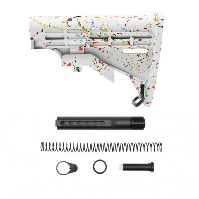 CERAKOTE SPLATTER WHI | AR-15 .223/5.56 Collapsible Carbine Stock-Mil Spec | W/ 6-Position Buffer Tube Kit-Mil-Spec