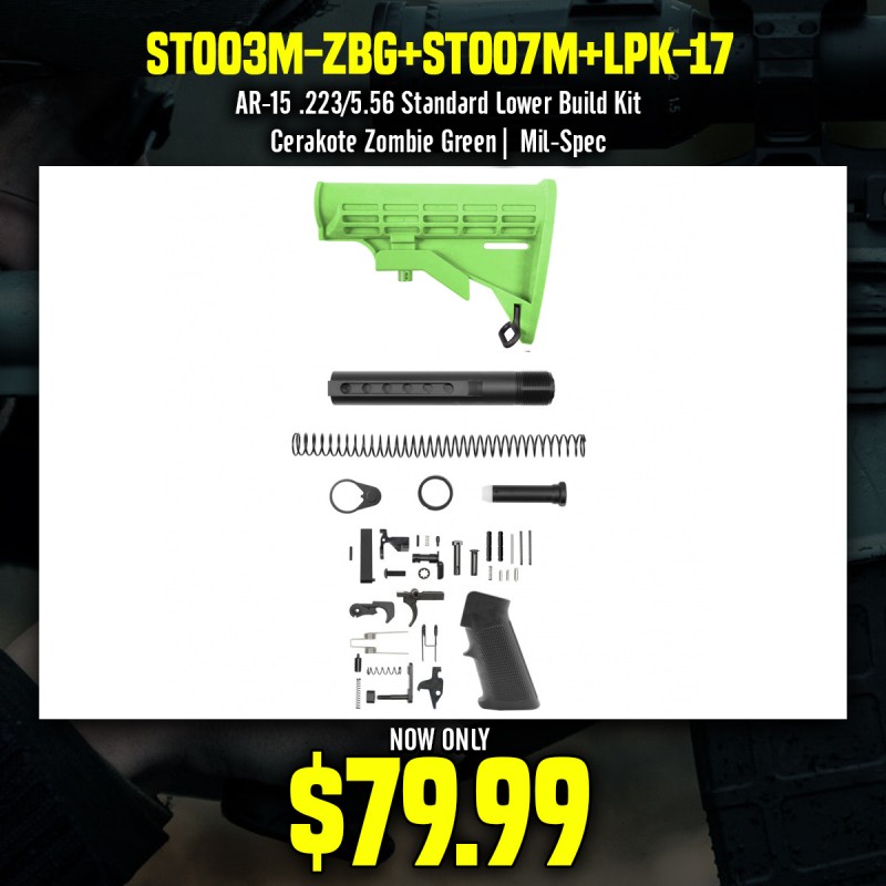 AR-15 .223/5.56 Standard Lower Build Kit - Cerakote Zombie Green| Mil-Spec