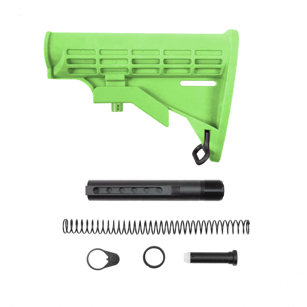 AR-15 .223/5.56 Collapsible Carbine Stock-Cerakote Zombie Green | W/ 6-Position Buffer Tube Kit | Mil-Spec