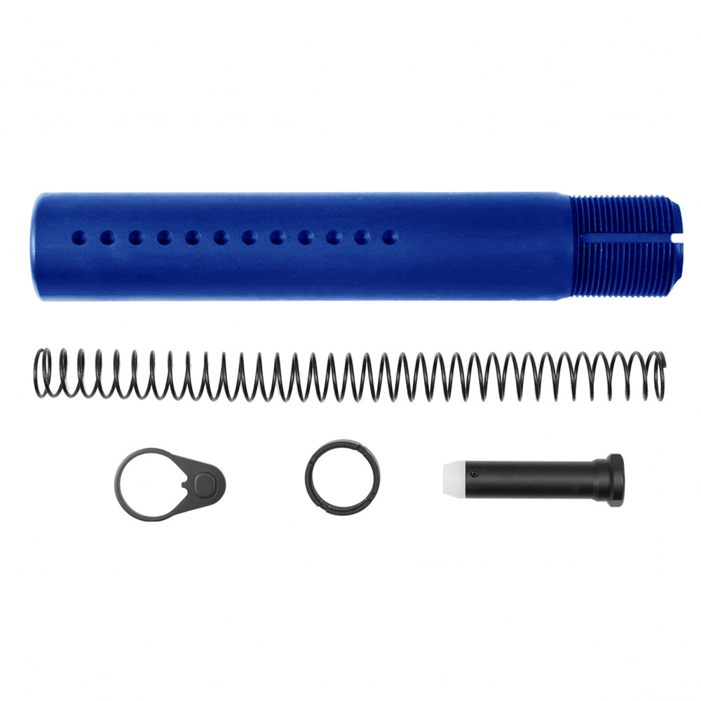 AR-15 .223/5.56 Complete Dimpled Pistol Buffer Tube Kit- NO FOAM- Cerakote Blue Flame