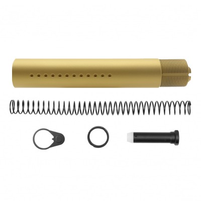 AR-15 .223/5.56 Complete Dimpled Pistol Buffer Tube Kit- NO FOAM- Cerakote Gold