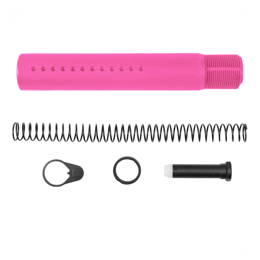 AR-15 .223/5.56 Complete Dimpled Pistol Buffer Tube Kit- NO FOAM- Cerakote Pink