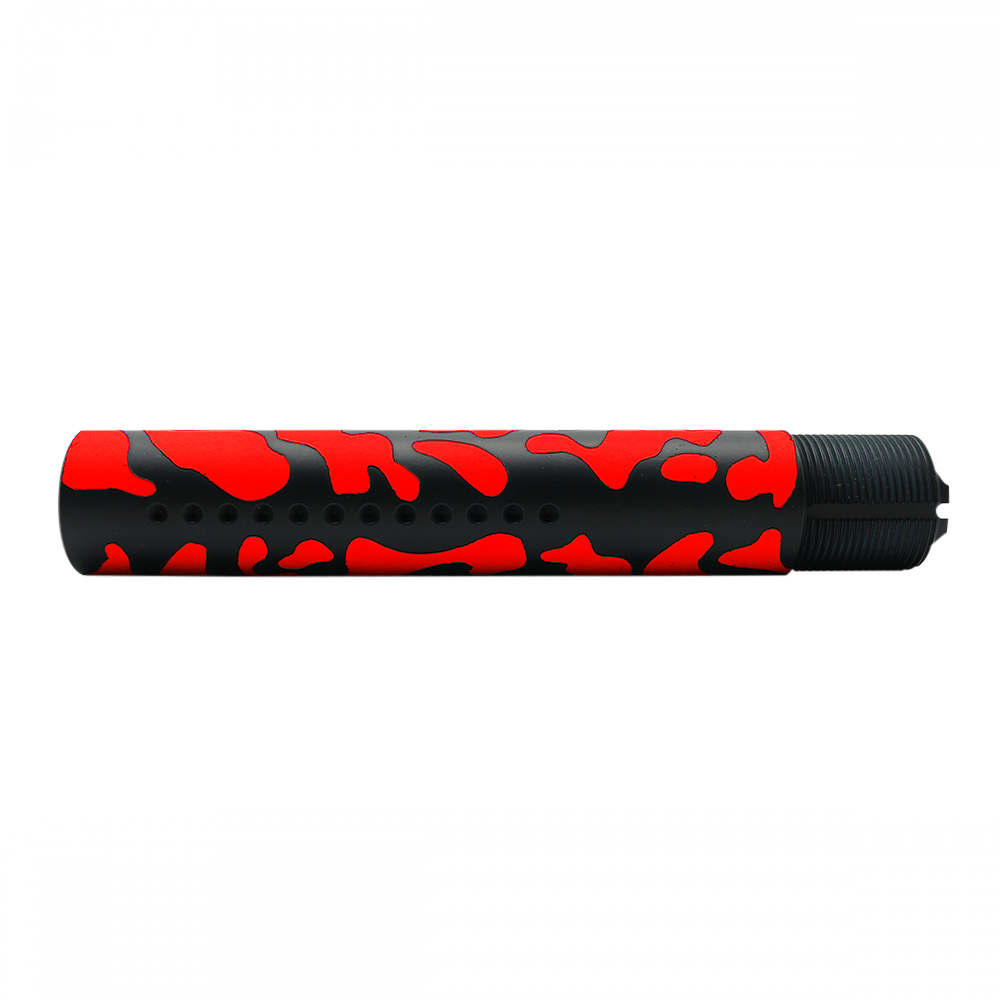 CERAKOTE CAMO| AR-15 .223/5.56 Complete Dimpled Pistol Buffer Tube Kit- NO FOAM- BLACK AND RED