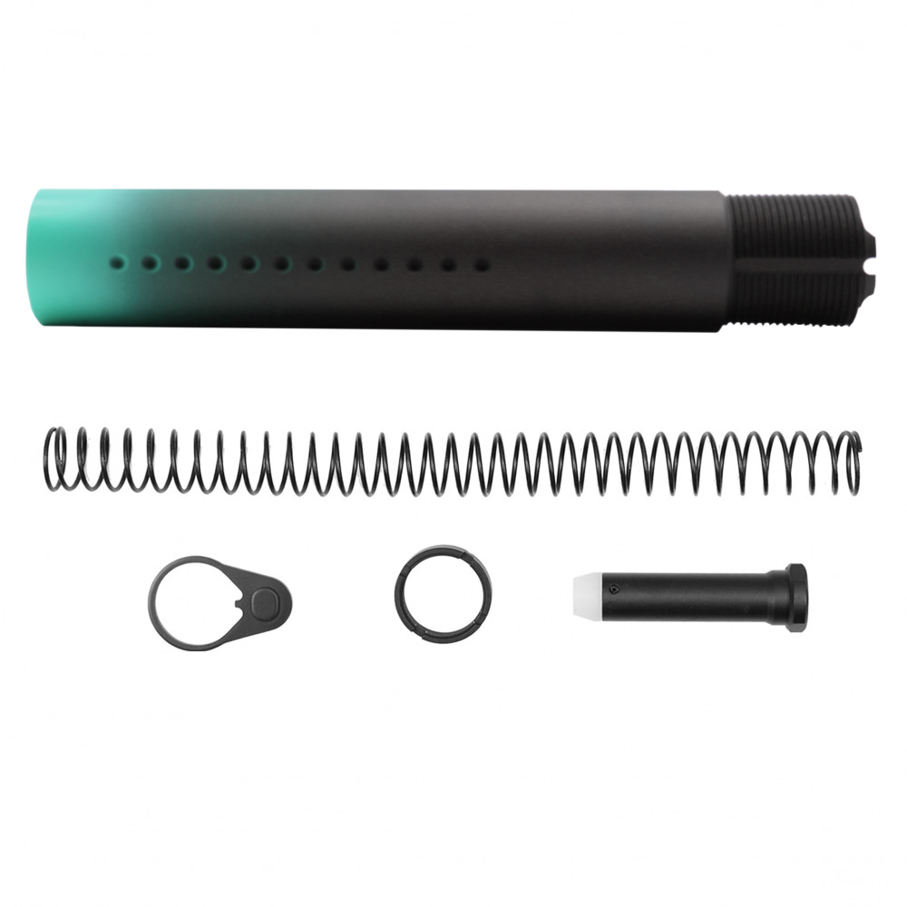 CERAKOTE GRADIENT ROBINS EGG| AR-15 .223/5.56 Complete Dimpled Pistol Buffer Tube Kit- NO FOAM- BLACK AND ROBINS EGG