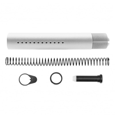 AR-15 .223/5.56 Complete Dimpled Pistol Buffer Tube Kit- NO FOAM- Cerakote Glacier Silver