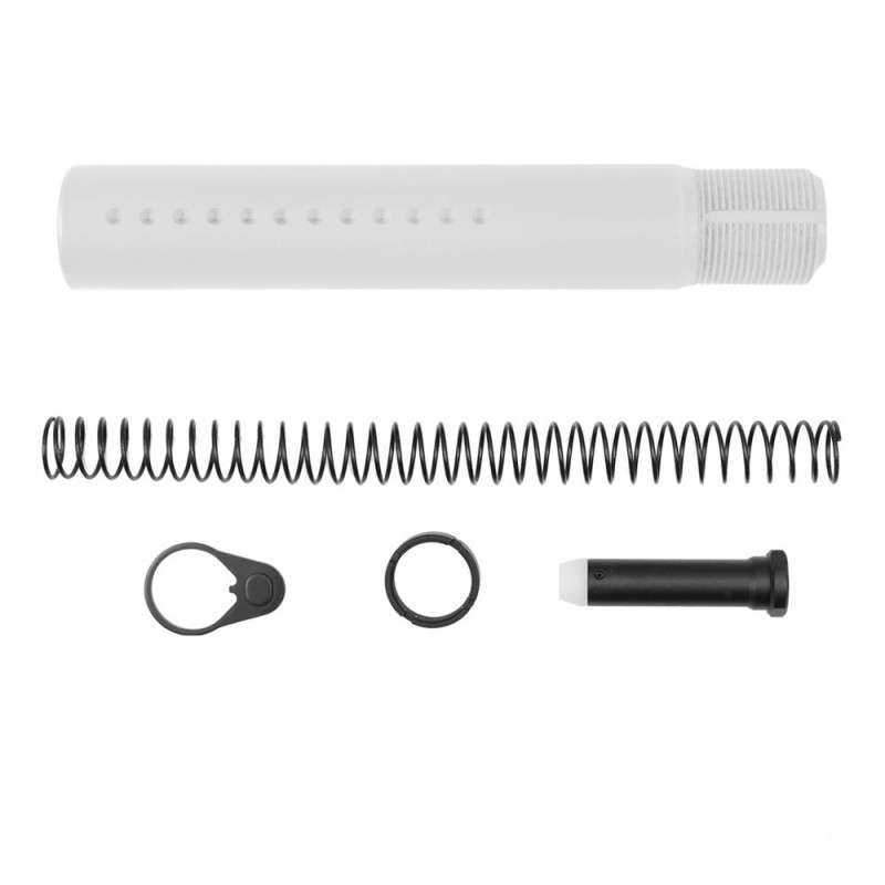 AR-15 .223/5.56 Complete Dimpled Pistol Buffer Tube Kit- NO FOAM- Cerakote Bright White