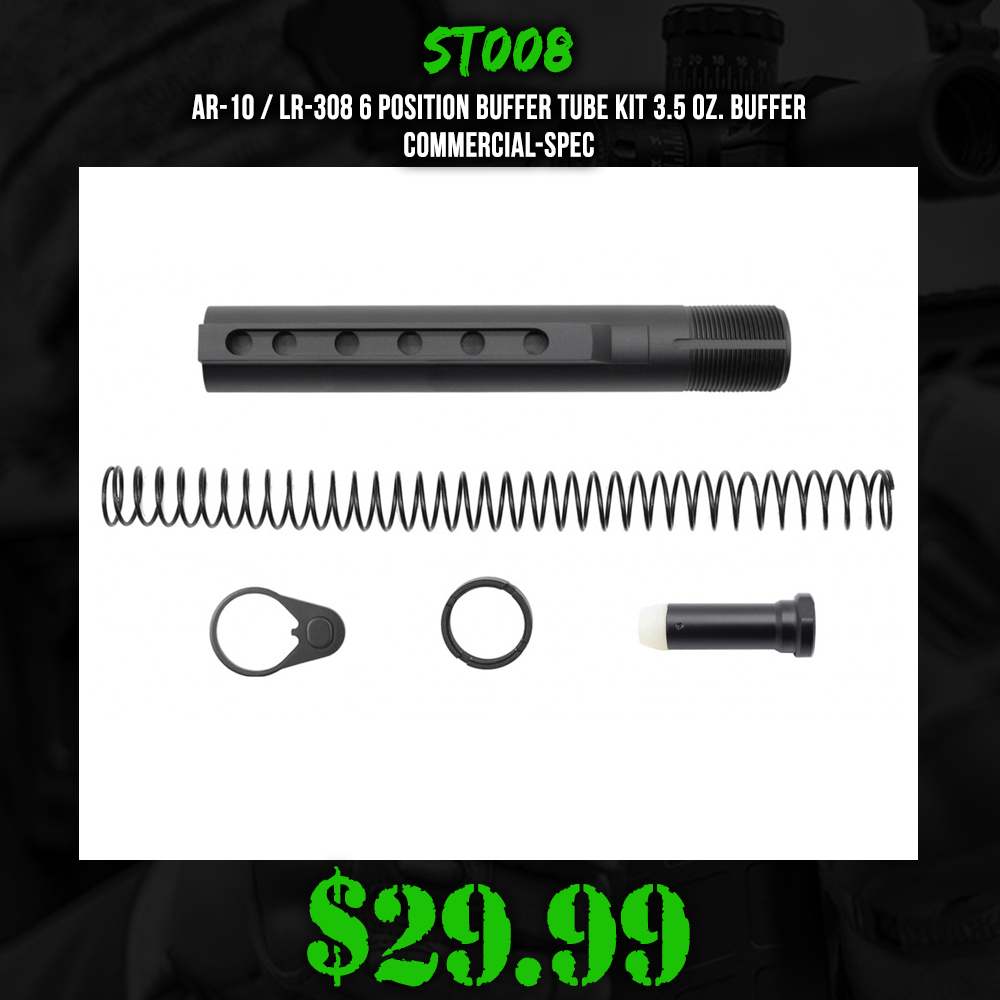 AR-10 / LR-308 6 Position Buffer Tube Kit 3.5 oz. Buffer | Commercial-Spec