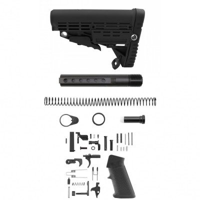 AR-10/LR-308 Standard Lower Built Kit W/Carbine Collapsible Stock and Storage Compartment| 3.5 oz| MIL-SPEC- BLACK