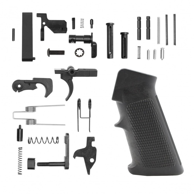 AR-10/LR-308 Standard Lower Built Kit W/Carbine Collapsible Stock and Storage Compartment| 3.5 oz| MIL-SPEC- BLACK