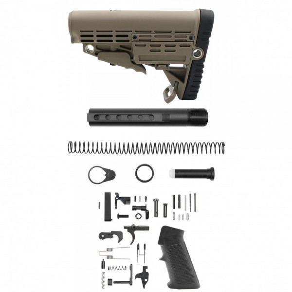 AR-15/.223/ 5.56 Standard Lower Build Kit W/Carbine Collapsible Stock and Storage Compartment| LPK-17| MIL-SPEC- Tan AR-15/.223/ 5.56 Standard Lower Build Kit W/Carbine Collapsible Stock and Storage Compartment| LPK-17| MIL-SPEC- Tan