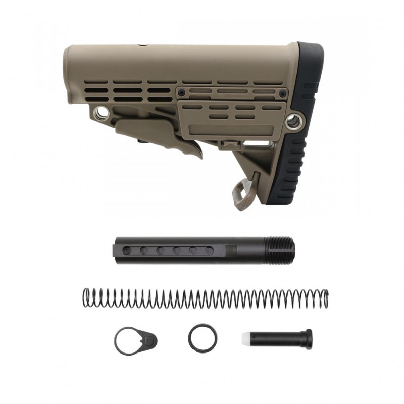 AR-15/.223/ 5.56  Carbine Collapsible Stock W/Storage Compartment and 6 Position Buffer Tube kit| MIL-SPEC- TAN