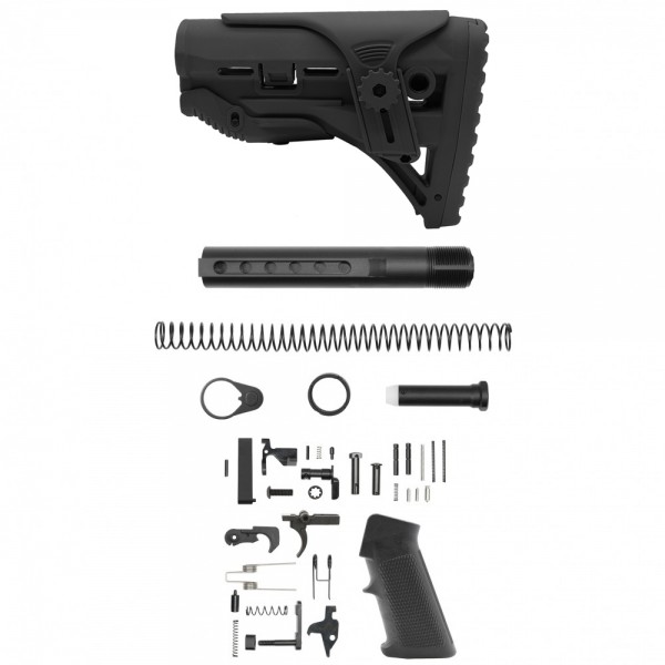 AR-15 .223/.556 Adjustable Cheek Riser Carbine Stock W/ 6-position Buffer Tube Kit and Lower Parts kit|LPK-17|Mil-Spec- Black AR-15 .223/.556 Adjustable Cheek Riser Carbine Stock W/ 6-position Buffer Tube Kit and Lower Parts kit|LPK-17|Mil-Spec- Black
