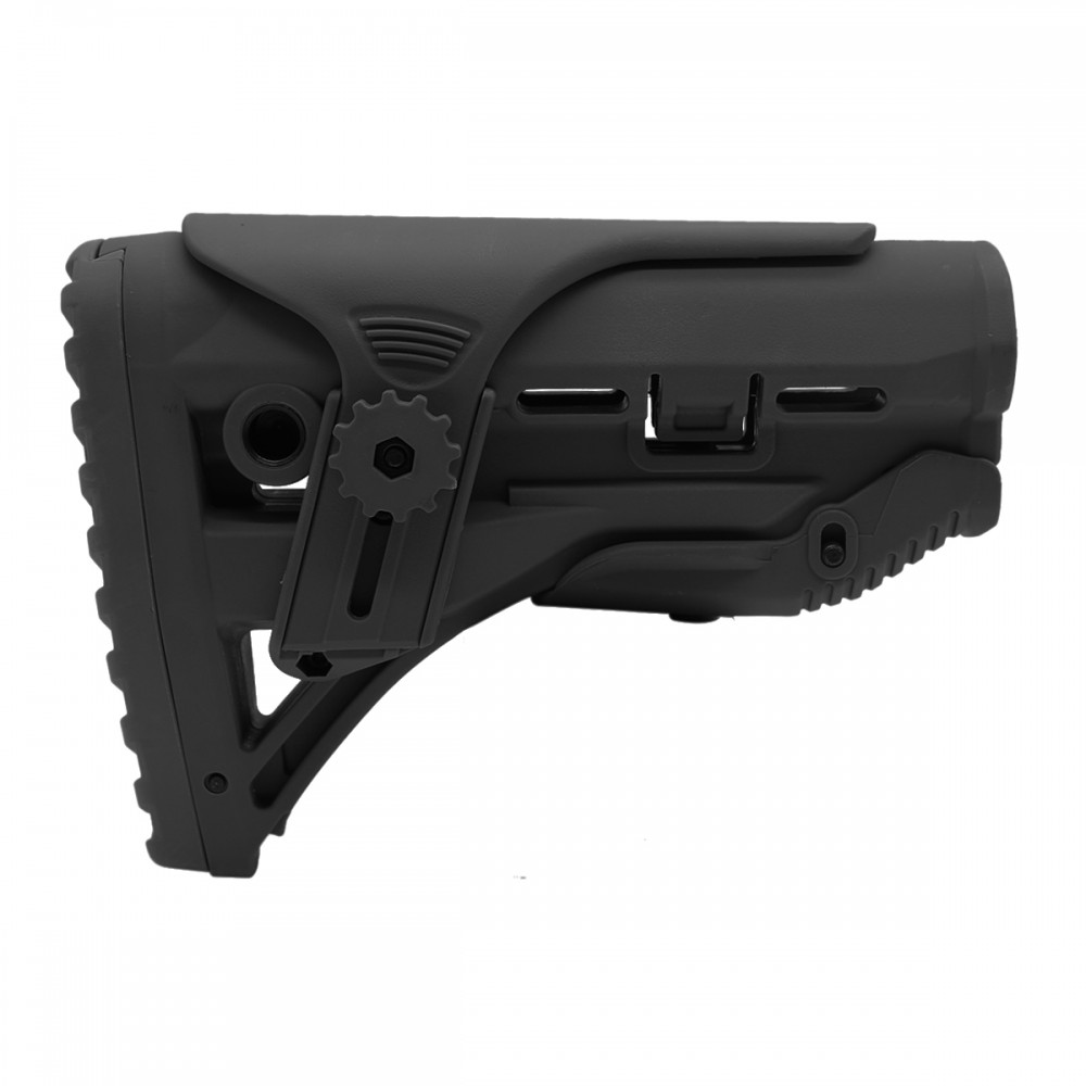 AR-15 .223/.556 Adjustable Cheek Riser Carbine Stock W/ 6-position Buffer Tube Kit and Lower Parts kit|LPK-17|Mil-Spec- Black