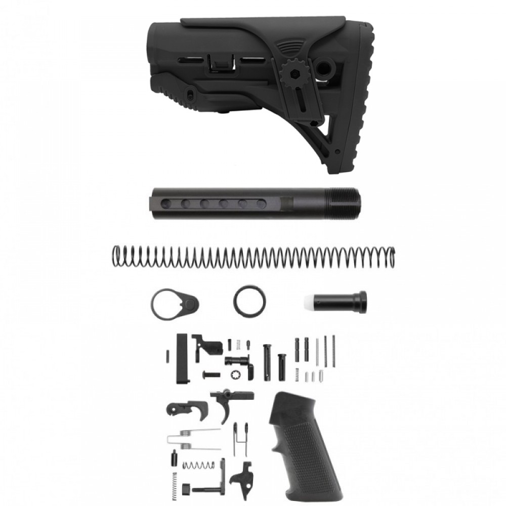 AR-10 / LR-308 Standard Lower Built Kit and Adjustable Cheek Riser Carbine Stock | Mil-Spec