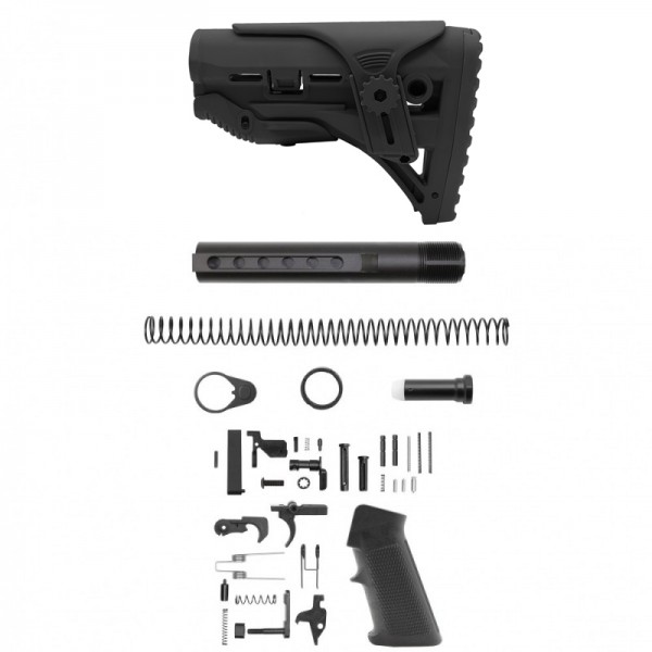 AR-10 / LR-308 Standard Lower Built Kit and Adjustable Cheek Riser Carbine Stock | Mil-Spec AR-10 / LR-308 Standard Lower Built Kit and Adjustable Cheek Riser Carbine Stock | Mil-Spec