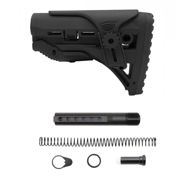 AR-10 / LR-308 Adjustable Cheek Riser Carbine Stock W/ 6-position Buffer Tube Kit| Mil-Spec