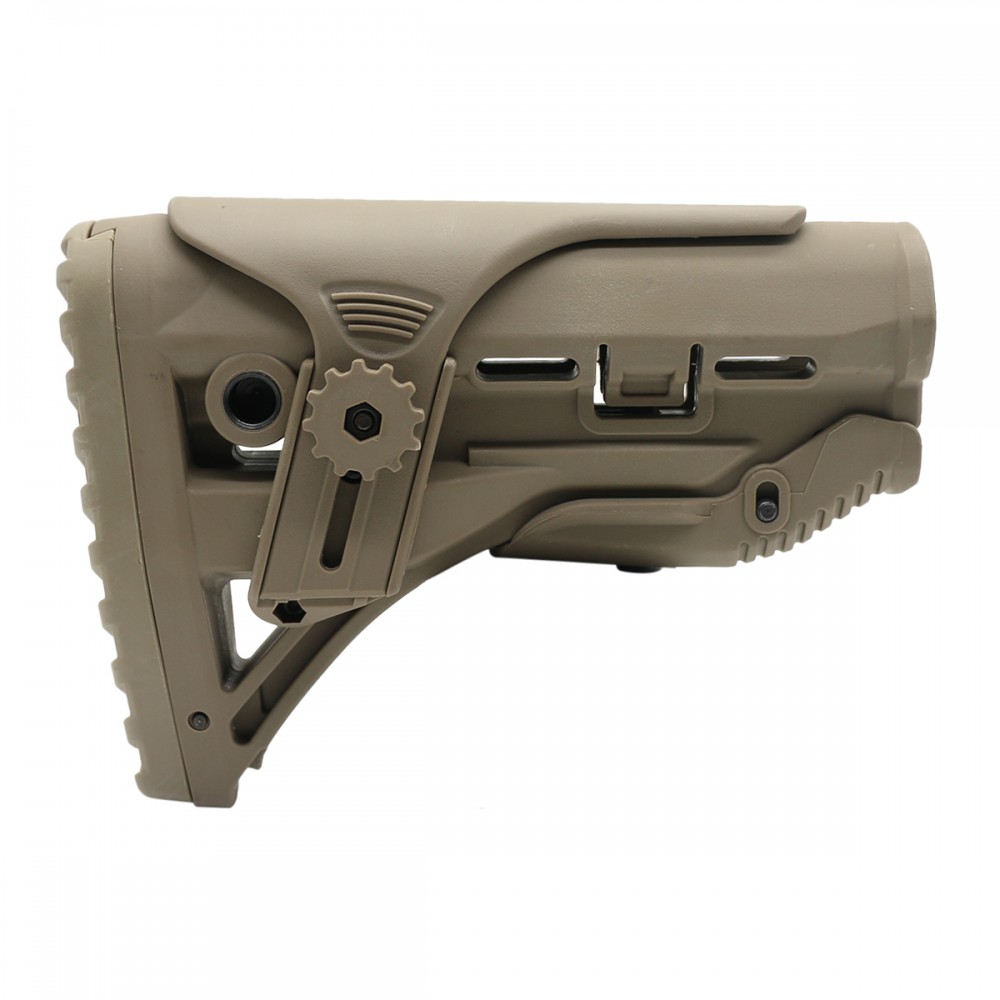 AR-15 .223/.556 Adjustable Cheek Riser Carbine Stock W/ 6-position Buffer Tube Kit and Lower Parts kit|LPK-17|Mil-Spec- Tan