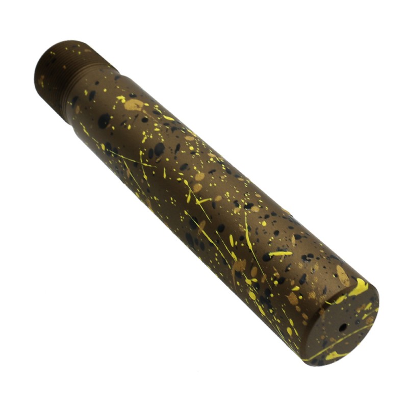 Cerakote Splatter | AR - Pistol Buffer Tube - Base BURNT BRONZE - Pattern - GOLD - BLACK - LEMON ZEST Cerakote Splatter | AR - Pistol Buffer Tube - Base BURNT BRONZE - Pattern - GOLD - BLACK - LEMON ZEST