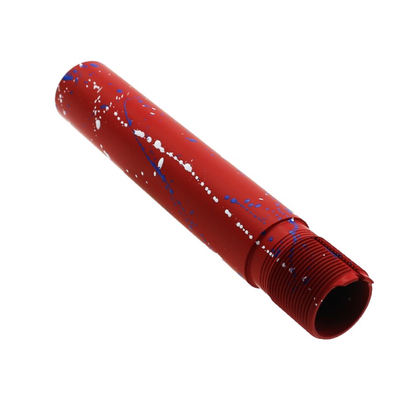 Cerakote Splatter | AR - Pistol Buffer Tube - Base RED - Pattern - BLUE FLAME - BRIGHT WHITE Cerakote Splatter | AR - Pistol Buffer Tube - Base RED - Pattern - BLUE FLAME - BRIGHT WHITE