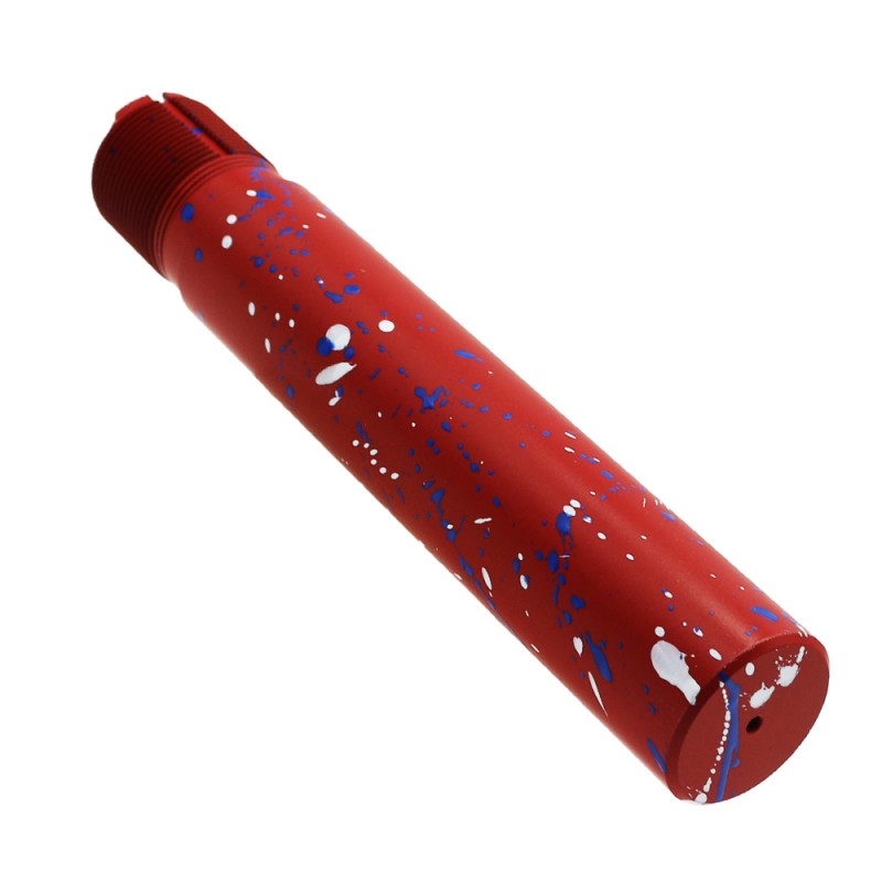Cerakote Splatter | AR - Pistol Buffer Tube - Base RED - Pattern - BLUE FLAME - BRIGHT WHITE Cerakote Splatter | AR - Pistol Buffer Tube - Base RED - Pattern - BLUE FLAME - BRIGHT WHITE