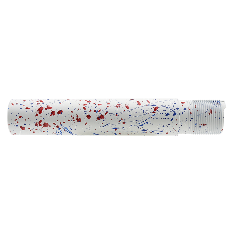 Cerakote Splatter | AR - Pistol Buffer Tube - Base BRIGHT WHITE - Pattern - BLUE FLAME - RED Cerakote Splatter | AR - Pistol Buffer Tube - Base BRIGHT WHITE - Pattern - BLUE FLAME - RED