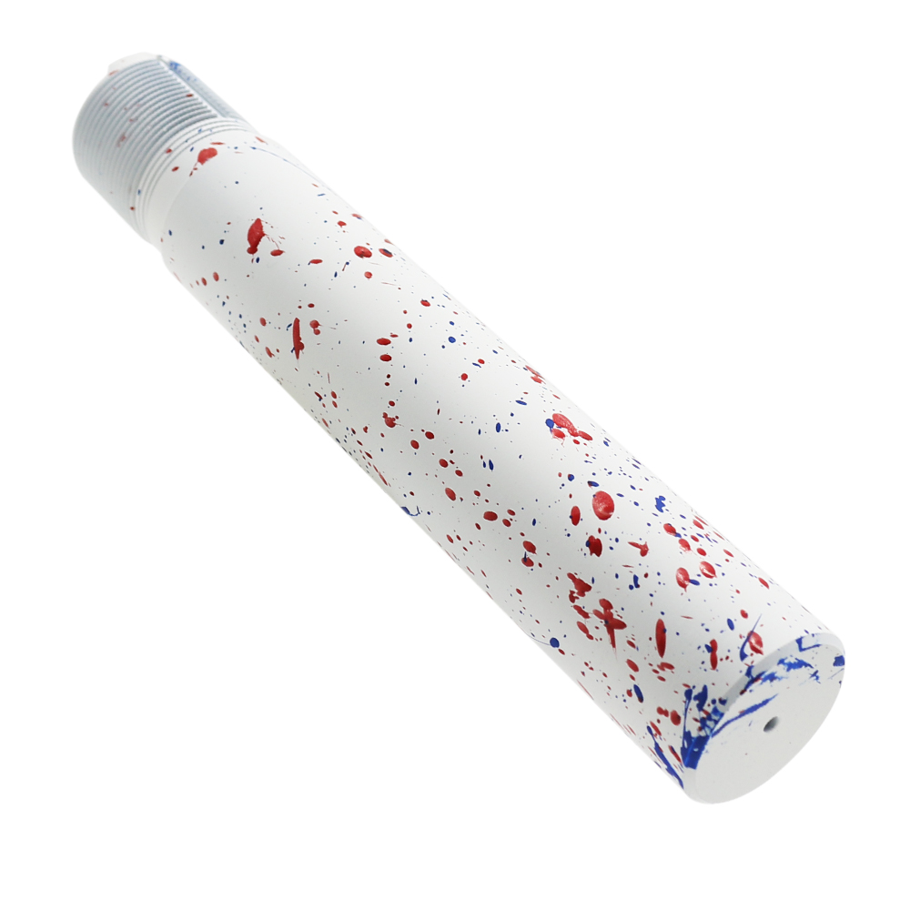 Cerakote Splatter | AR - Pistol Buffer Tube - Base BRIGHT WHITE - Pattern - BLUE FLAME - RED Cerakote Splatter | AR - Pistol Buffer Tube - Base BRIGHT WHITE - Pattern - BLUE FLAME - RED