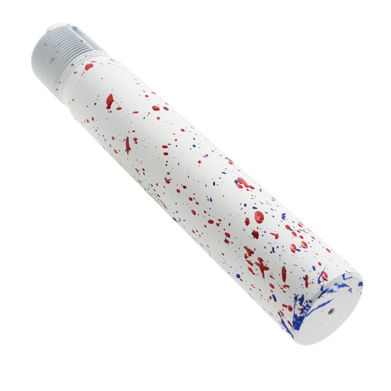 Cerakote Splatter | AR - Pistol Buffer Tube - Base BRIGHT WHITE - Pattern - BLUE FLAME - RED Cerakote Splatter | AR - Pistol Buffer Tube - Base BRIGHT WHITE - Pattern - BLUE FLAME - RED