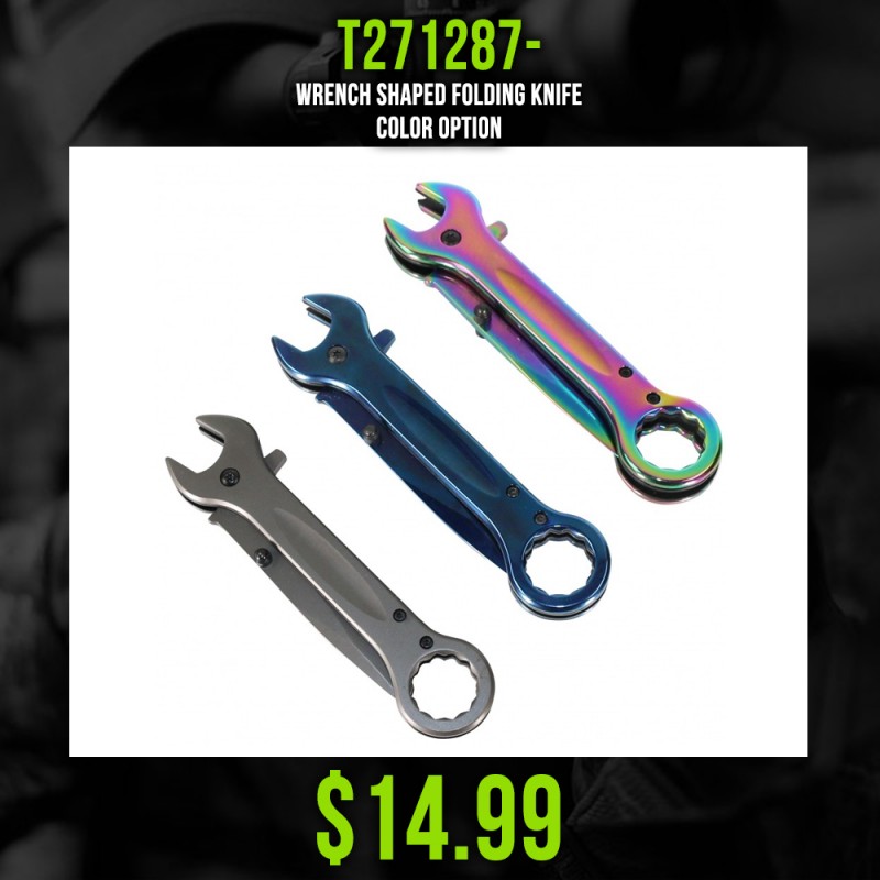 Wrench Shaped Folding Knife - Color Option Wrench Shaped Folding Knife - Color Option
