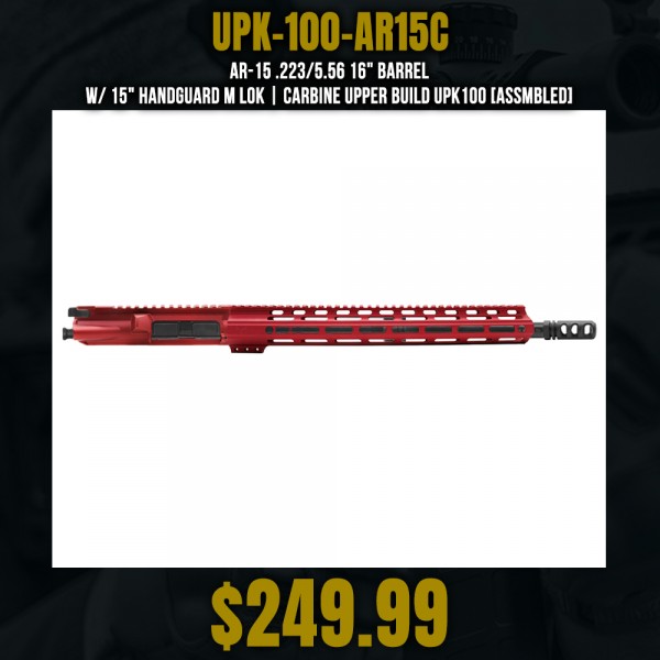 AR-15 .223/5.56 16" Barrel W/ 15" Handguard M LOK | Carbine Upper Build UPK100 [ASSMBLED]