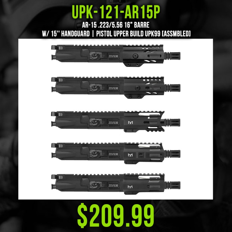 AR-15 .223/5.56 5" Barrel 4" Handguard M Lok| PISTOL UPPER BUILD UPK121 [ASSEMBLED]
