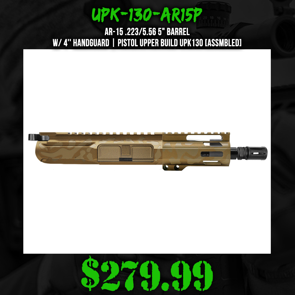 AR-15 .223/5.56 5" Barrel  W/ 4'' Handguard | Pistol Upper Build UPK130 [ASSMBLED]