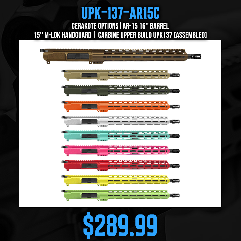 CERAKOTE OPTIONS|AR-15 16'' BARREL 15'' M-LOK HANDGUARD | CARBINE UPPER BUILD UPK137 [ASSEMBLED]