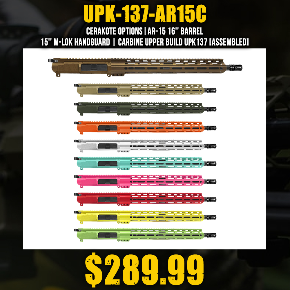 CERAKOTE OPTIONS|AR-15 16'' BARREL 15'' M-LOK HANDGUARD | CARBINE UPPER BUILD UPK137 [ASSEMBLED]