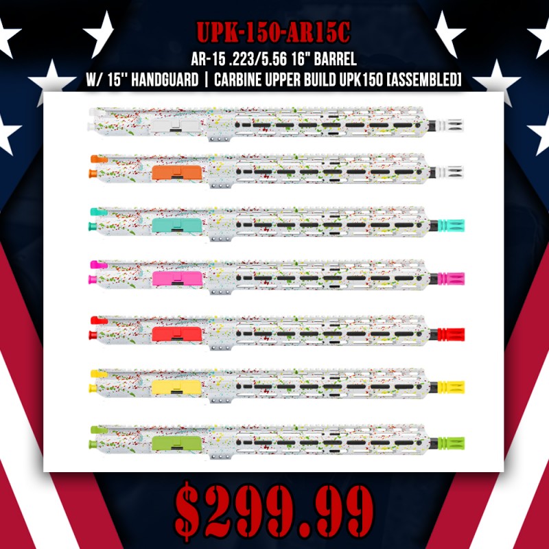 AR-15 .223/5.56 16" BARREL W/ 15'' HANDGUARD | CARBINE UPPER BUILD UPK150 [ASSEMBLED]