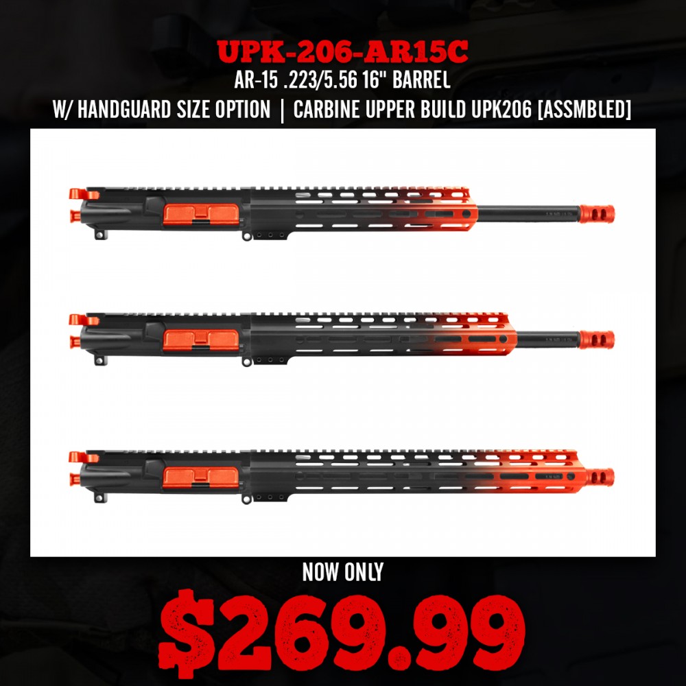 AR-15 .223/5.56 16" BARREL W/ HANDGUARD SIZE OPTION | CARBINE UPPER BUILD UPK206 [ASSMBLED]