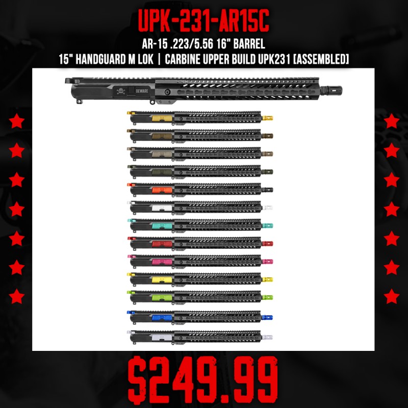 AR-15 .223/5.56 16" Barrel 15" Handguard M Lok| CARBINE UPPER BUILD UPK231 [ASSEMBLED]