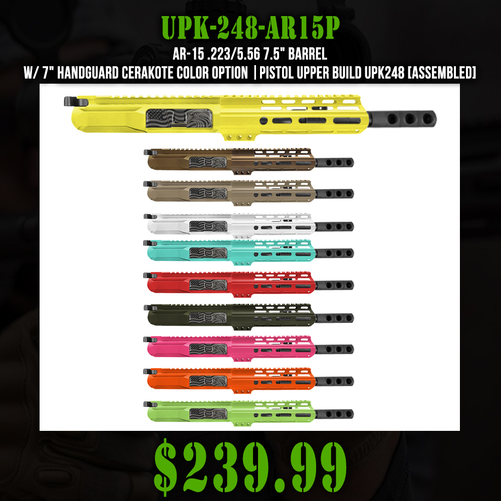 AR-15 .223/5.56 7.5" Barrel W/ 7" Handguard Cerakote Color Option |Pistol Upper Build UPK248 [ASSEMBLED]